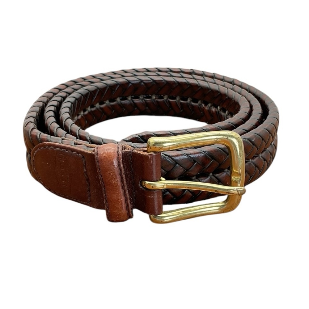 Fossil Men's Maddox Brown Leather Braided Trouser Belt Size 42